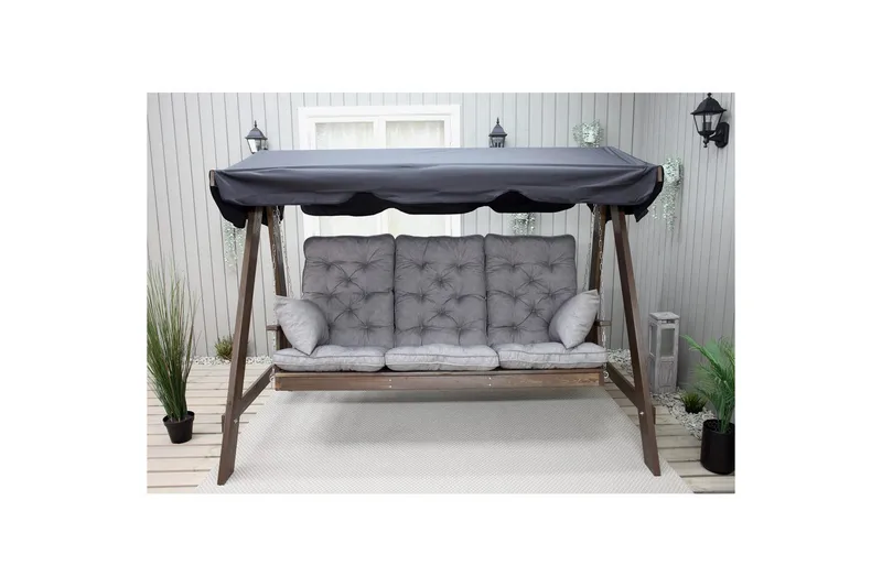 Sittedel med ryggstøtte Maxi Høy Rygg med Sideputer - Grå - Hagemøbler & utemiljø - Puter - Komplette putesett