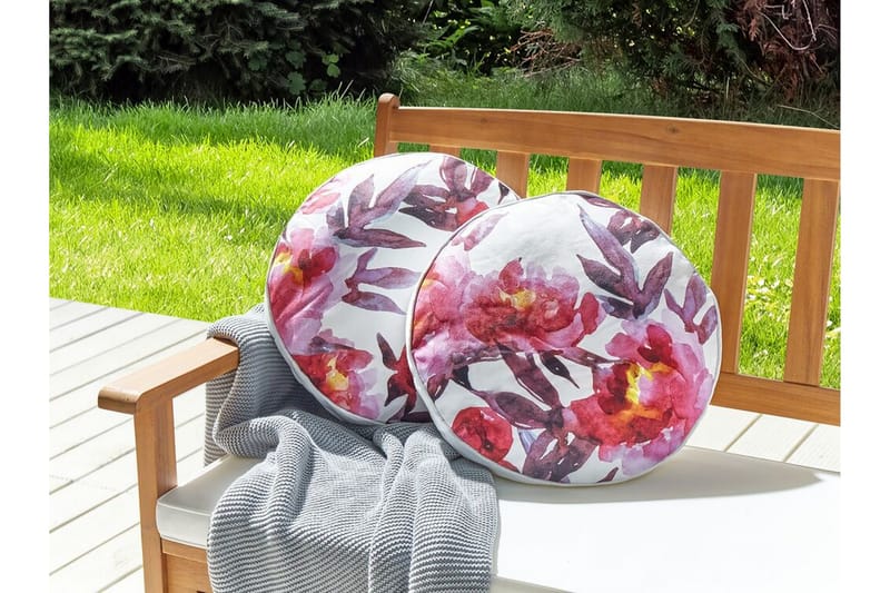 Trepuzzi Utendørspute 40 cm Rund - Hvit/Rosa - Hagemøbler & utemiljø - Puter - Hageputer