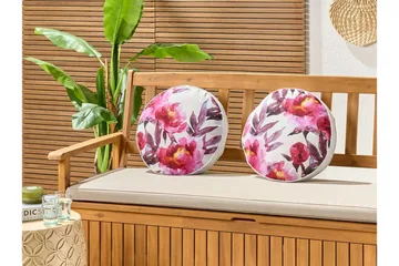 Trepuzzi Utendørspute 40 cm Rund - Hvit/Rosa - Hagemøbler & utemiljø - Puter - Hageputer