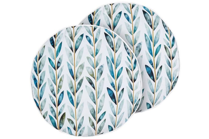 Tricase Utendørspute 40 cm Rund - Hvit/Grønn - Hagemøbler & utemiljø - Puter - Hageputer