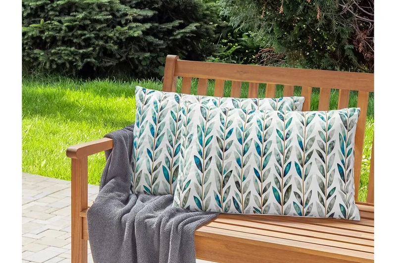 Tricase Utendørspute 42x60 cm - Hvit/Grønn - Hagemøbler & utemiljø - Puter - Hageputer