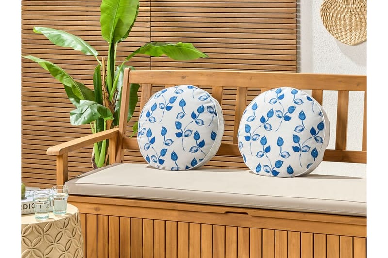 Utendørspute Fasano 40 cm Rund - Hvit/Blå - Hagemøbler & utemiljø - Puter - Hageputer