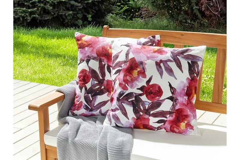 Utendørspute Trepuzzi 45x45 cm 2 stk - Hvit/Rosa - Hagemøbler & utemiljø - Puter - Hageputer