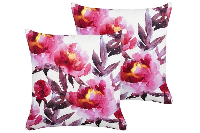 Utendørspute Trepuzzi 45x45 cm 2 stk - Hvit/Rosa - Hagemøbler & utemiljø - Puter - Hageputer