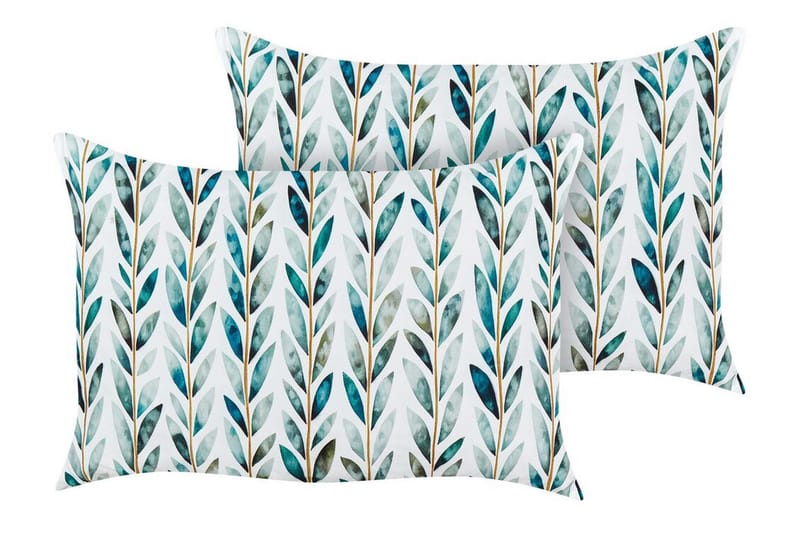 Utendørspute Tricase 42x60 cm 2 stk - Hvit/Grønn - Hagemøbler & utemiljø - Puter - Hageputer