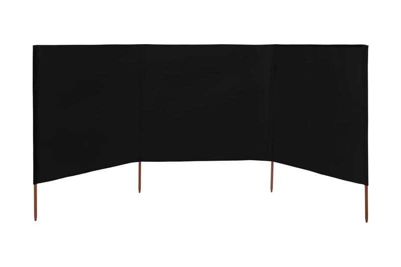 Vindskjerm 3 paneler stoff 400x80 cm svart - Svart - Avskjerming & vindskjerm
