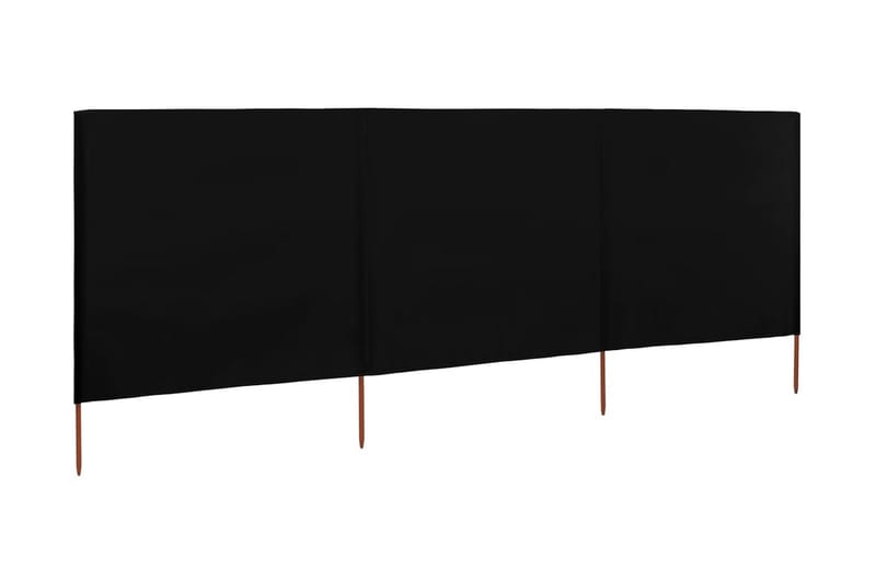 Vindskjerm 3 paneler stoff 400x160 cm svart - Svart - Avskjerming & vindskjerm