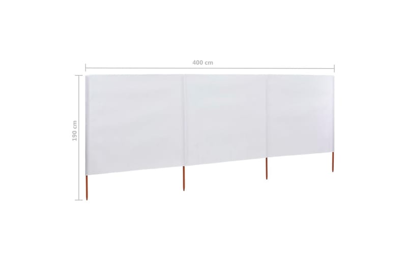 Vindskjerm 3 paneler stoff 400x160 cm sandhvit - Hvit - Avskjerming & vindskjerm