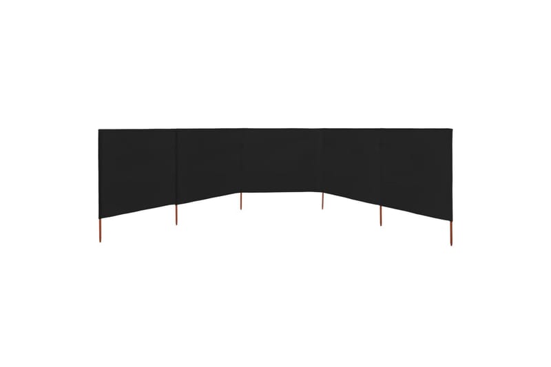 Vindskjerm 5 paneler stoff 600x120 cm svart - Svart - Avskjerming & vindskjerm