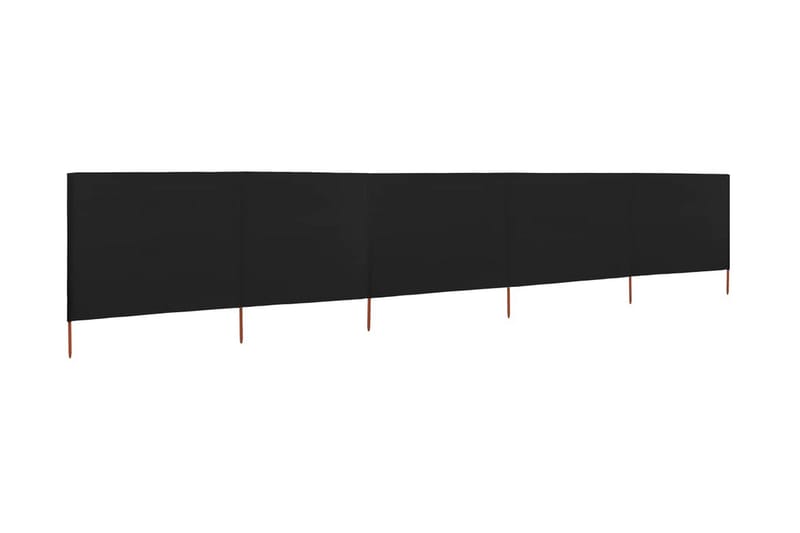 Vindskjerm 5 paneler stoff 600x160 cm svart - Svart - Avskjerming & vindskjerm