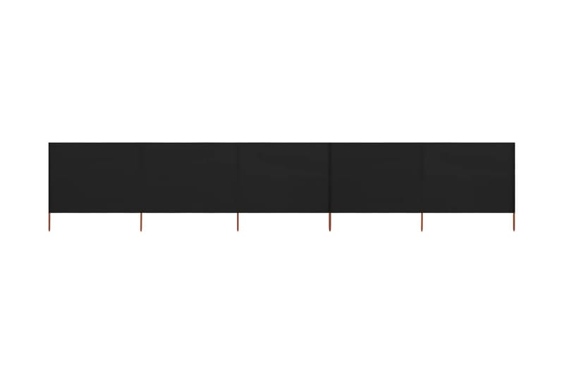 Vindskjerm 5 paneler stoff 600x80 cm svart - Svart - Avskjerming & vindskjerm