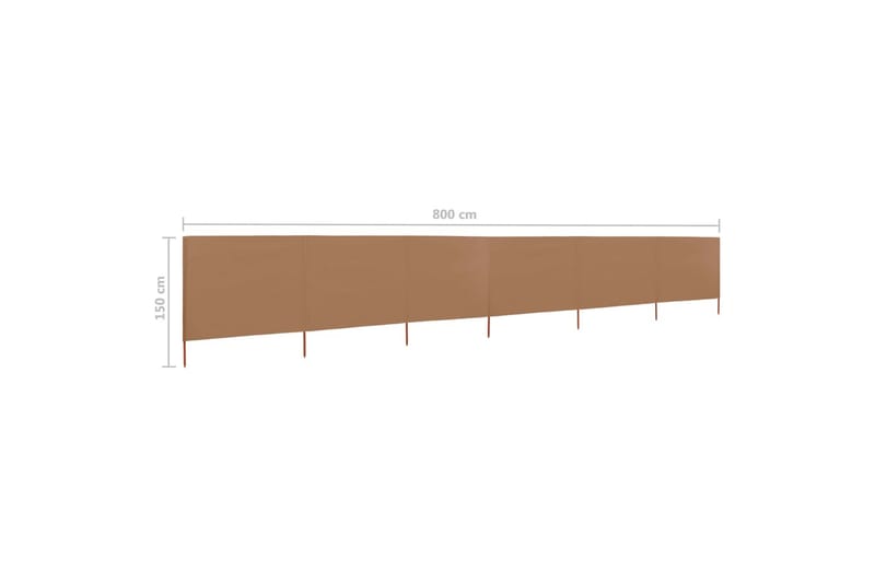 Vindskjerm 6 paneler stoff 800x120 cm gråbrun - Brun - Avskjerming & vindskjerm