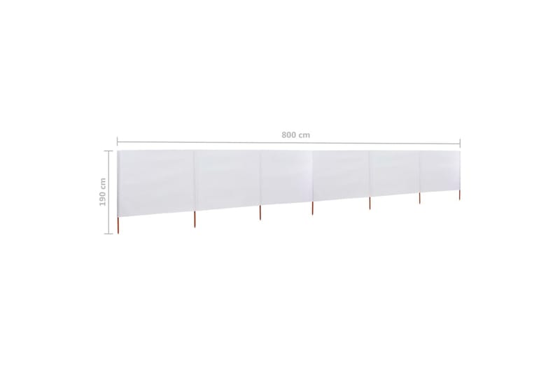 Vindskjerm 6 paneler stoff 800x160 cm sandhvit - Hvit - Avskjerming & vindskjerm