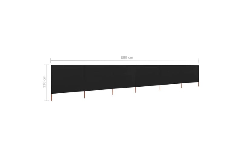 Vindskjerm 6 paneler stoff 800x80 cm svart - Svart - Avskjerming & vindskjerm