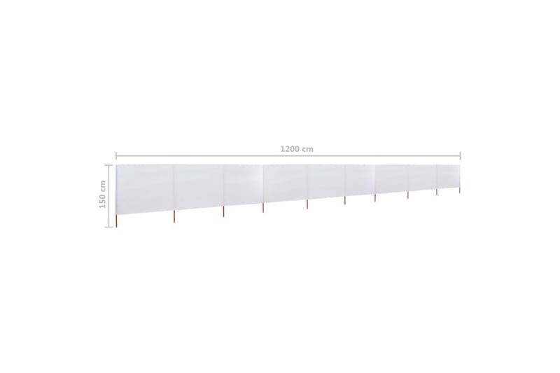 Vindskjerm 9 paneler stoff 1200x120 cm sandhvit - Hvit - Avskjerming & vindskjerm
