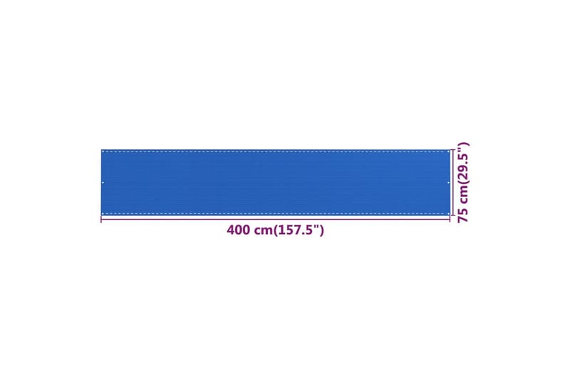 Balkongskjerm blå 75x400 cm HDPE - Blå - Balkongbeskyttelse