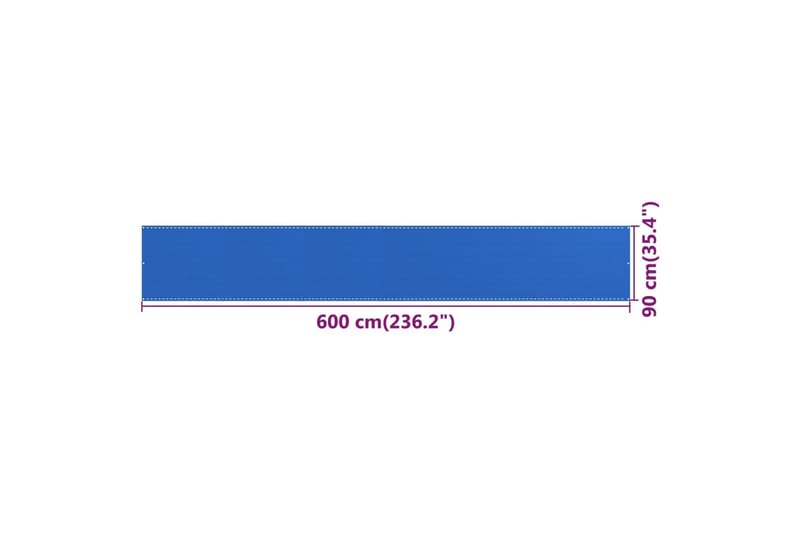 Balkongskjerm blå 90x600 cm HDPE - Blå - Balkongbeskyttelse