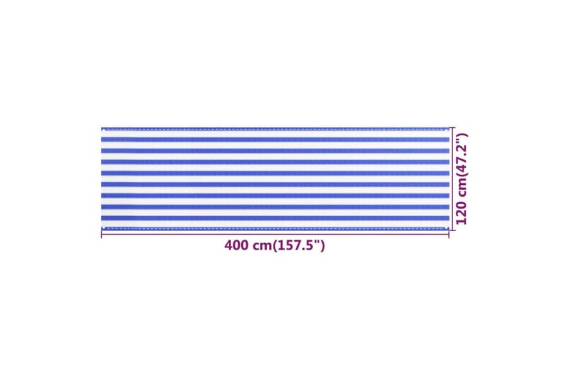 Balkongskjerm blå og hvit 120x400 cm HDPE - Flerfarget - Balkongbeskyttelse