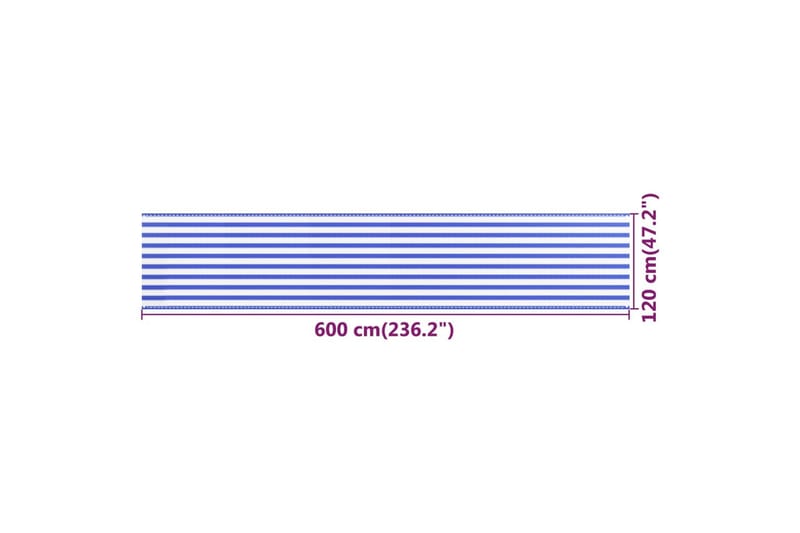 Balkongskjerm blå og hvit 120x600 cm HDPE - Flerfarget - Balkongbeskyttelse