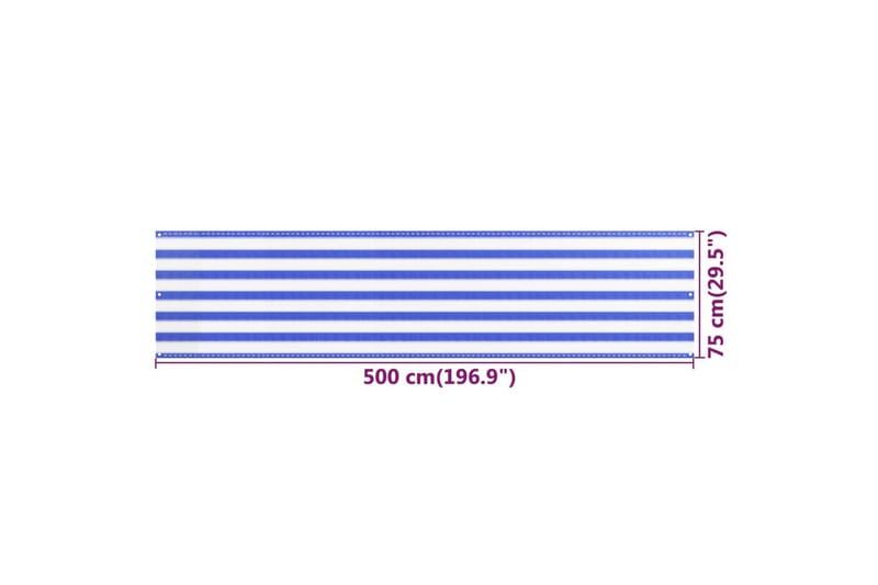 Balkongskjerm blå og hvit 75x500 cm HDPE - Flerfarget - Balkongbeskyttelse