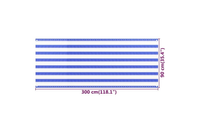 Balkongskjerm blå og hvit 90x300 cm HDPE - Flerfarget - Balkongbeskyttelse