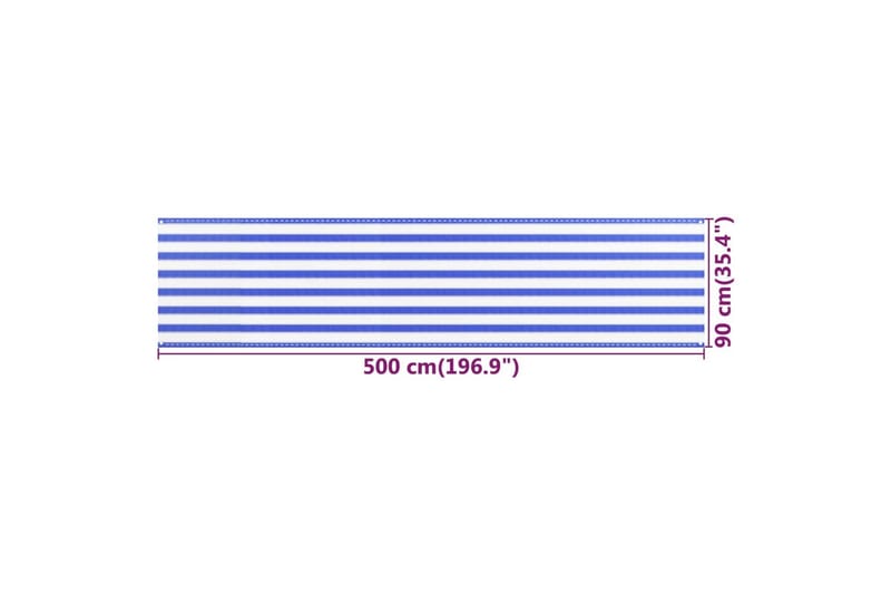 Balkongskjerm blå og hvit 90x500 cm HDPE - Flerfarget - Balkongbeskyttelse