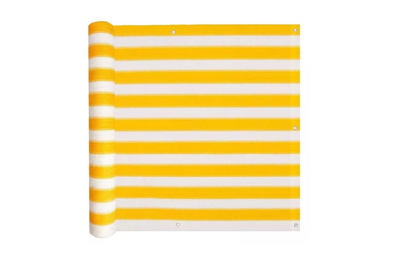 Balkongskjerm HDPE 75x600 cm gul og hvit - Flerfarget - Balkongbeskyttelse