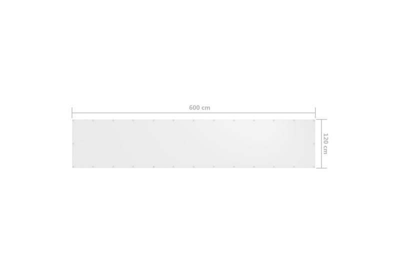 Balkongskjerm hvit 120x600 cm oxfordstoff - Hvit - Balkongbeskyttelse