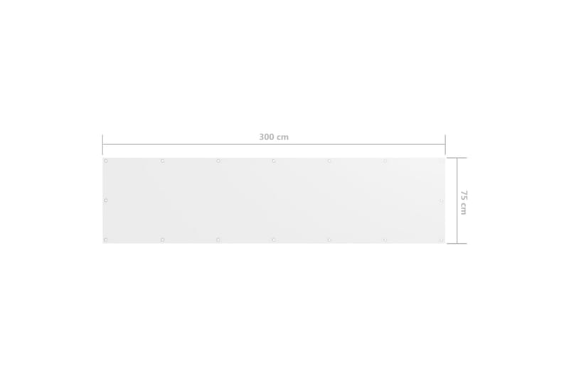 Balkongskjerm hvit 75x300 cm oxfordstoff - Hvit - Balkongbeskyttelse