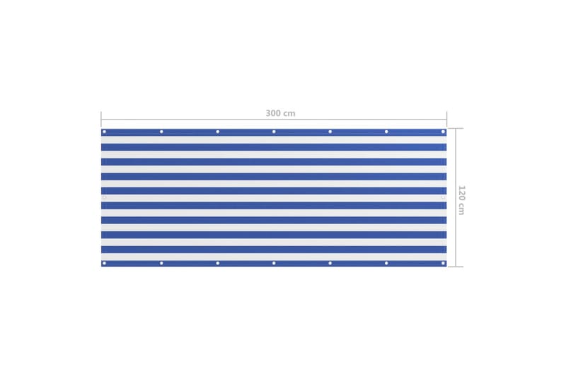 Balkongskjerm hvit og blå 120x300 cm oxfordstoff - Flerfarget - Balkongbeskyttelse