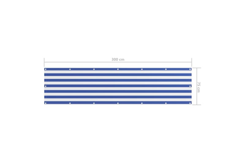 Balkongskjerm hvit og blå 75x300 cm oxfordstoff - Flerfarget - Balkongbeskyttelse