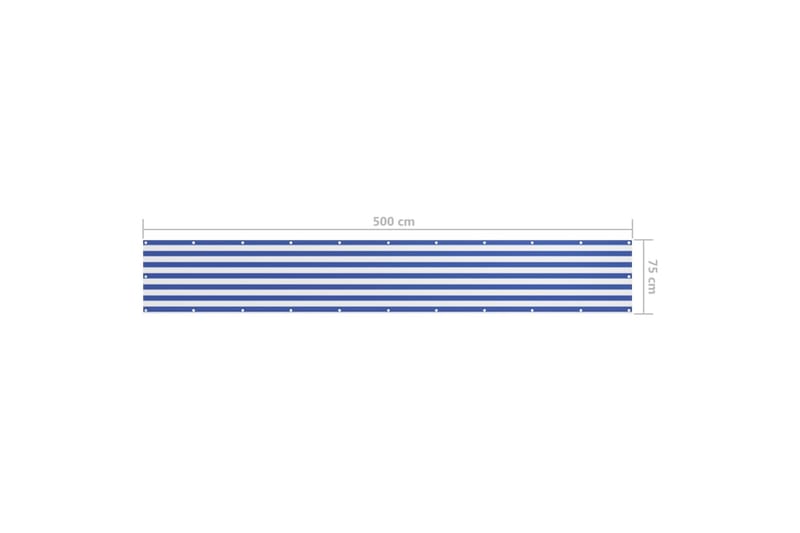 Balkongskjerm hvit og blå 75x500 cm oxfordstoff - Flerfarget - Balkongbeskyttelse