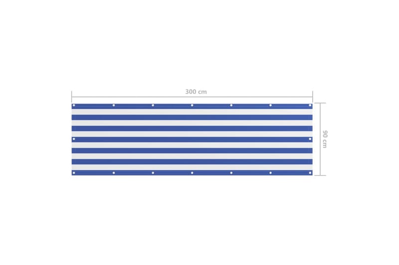 Balkongskjerm hvit og blå 90x300 cm oxfordstoff - Flerfarget - Balkongbeskyttelse