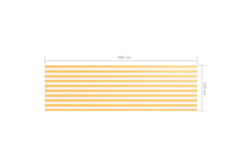 Balkongskjerm hvit og gul 120x400 cm oxfordstoff - Flerfarget - Balkongbeskyttelse
