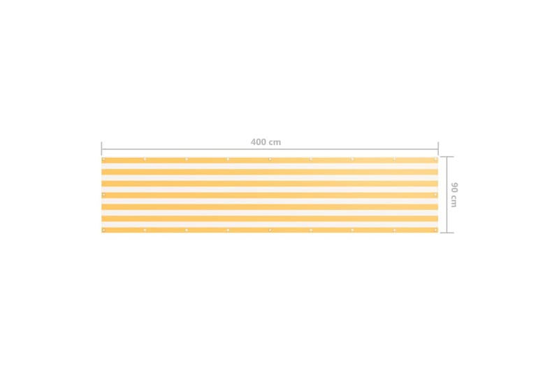 Balkongskjerm hvit og gul 90x400 cm oxfordstoff - Flerfarget - Balkongbeskyttelse