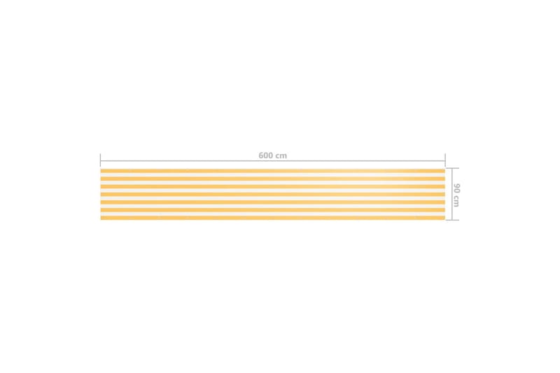Balkongskjerm hvit og gul 90x600 cm oxfordstoff - Flerfarget - Balkongbeskyttelse