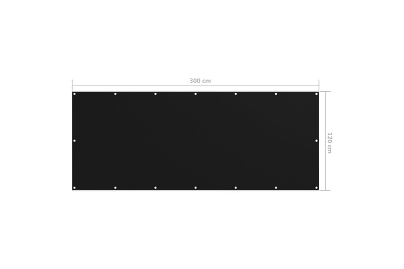 Balkongskjerm svart 120x300 cm oxfordstoff - Svart - Balkongbeskyttelse