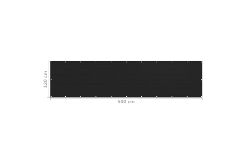 Balkongskjerm svart 120x500 cm HDPE - Svart - Balkongbeskyttelse