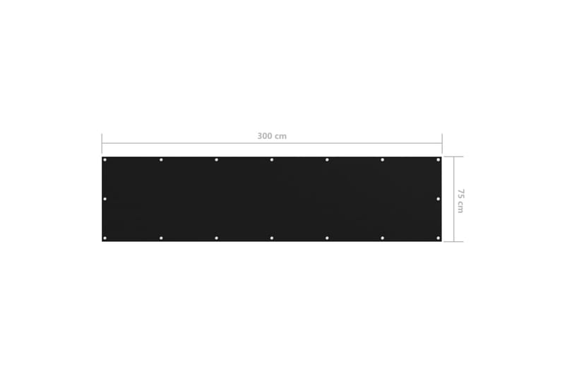 Balkongskjerm svart 75x300 cm oxfordstoff - Svart - Balkongbeskyttelse