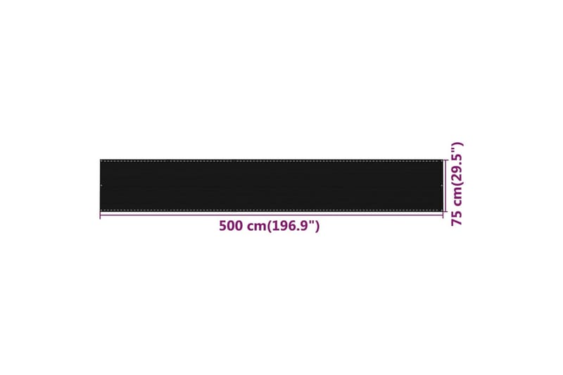 Balkongskjerm svart 75x500 cm HDPE - Svart - Balkongbeskyttelse