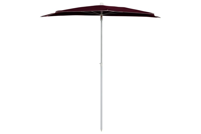 Halvrund parasoll med stang 180x90 cm vinrød - Rød - Parasoller