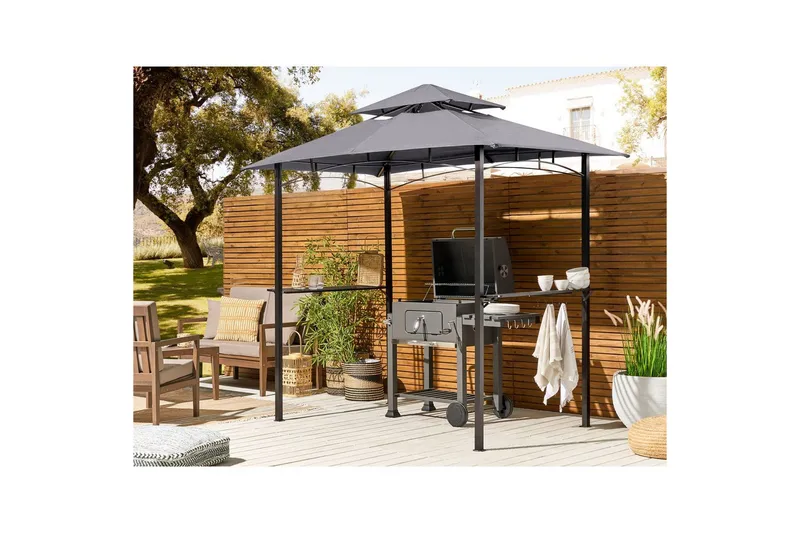 Lusthus Beliani Naro Beige/svart Grey||Black - Hagemøbler & utemiljø - Solbeskyttelse - Paviljong