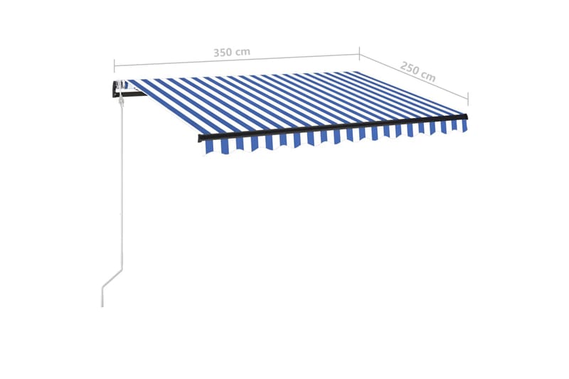 Automatisk markise med LED og vindsensor 350x250 cm blå og h - Blå - Markiser - Terrassemarkise