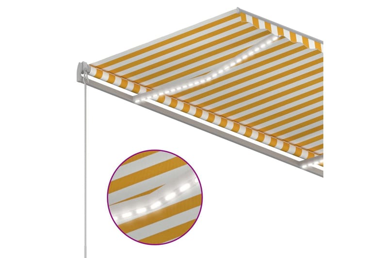 Automatisk markise med LED og vindsensor 350x250 cm gul/hvit - Gul - Markiser - Terrassemarkise