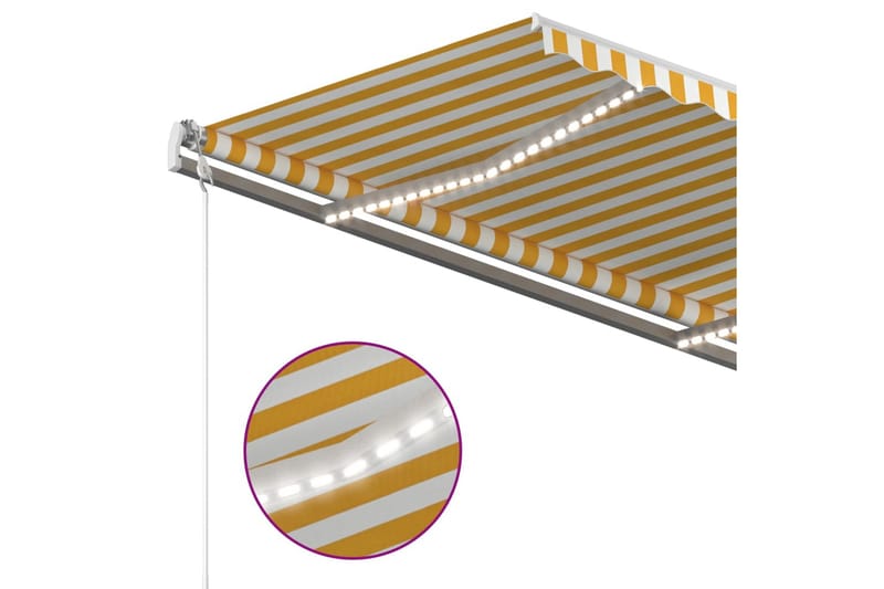Automatisk markise med vindsensor og LED 4,5x3 m gul og hvit - Markiser - Terrassemarkise