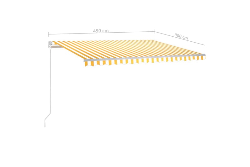 Automatisk markise med vindsensor og LED 450x300 cm gul/hvit - Gul - Markiser - Terrassemarkise