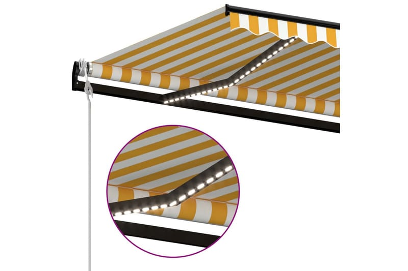 Automatisk markise med vindsensor og LED 500x300 cm gul/hvit - Gul - Markiser - Terrassemarkise