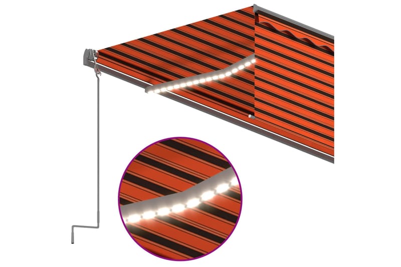 Automatisk markise rullegardin LED vindsensor 6x3m - Oransj - Markiser - Vindusmarkise