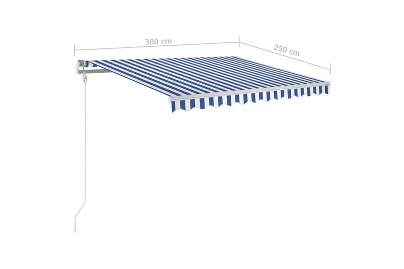 Automatisk uttrekkbar markise 300x250 cm blå og hvit - Blå - Markiser - Terrassemarkise