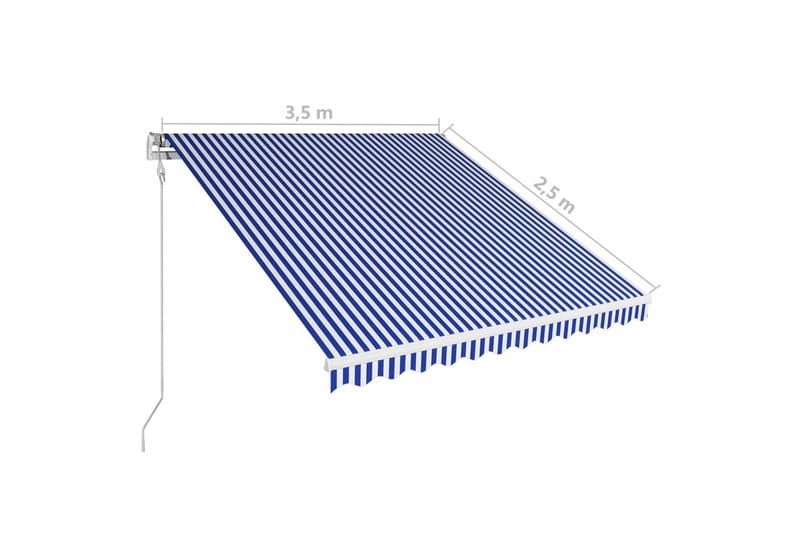 Automatisk uttrekkbar markise 350x250 cm blå og hvit - Markiser - Terrassemarkise